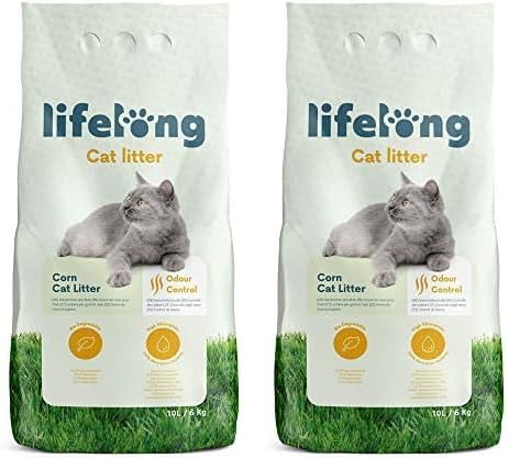 Marca Amazon - Lifelong Arena Aglomerante de maíz para Gatos, Sin...