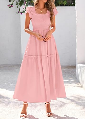 Image of KIRUNDO Smocked Summer Midi Dresses for Women 2026