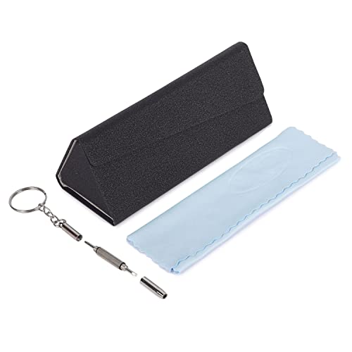 Image of VIVID Vision Unisex Adult Eyewear Specs Case Cover | Screw Driver | Free Cloth | Eye Glasses | Chashma Dibbi | Spectacle Box | Magnetic |IC-506 | Foldable | Cases | 3 IN 1 | Black