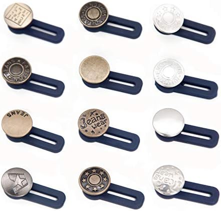 12 PCS Pants Extender Button for Men or Women Waistband Extender Buttons for Jeans, Collars, Cuffs No Sew Metal Retractable Buttons for Extender Jeans Pants 12 Styles