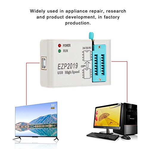 USB SPI Programmer, EZP2019 High Speed Programmer with 4 Tested Base Support for 24/25/26/93 Series, USB 2.0 Interface, Speeds up to 12 Mbps, Support for Firmware Updates for Programming Devices