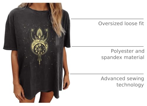 Image of Summer Y2k Tops for Womens, Casual Vintage Short Sleeve T-Shirt, Girls Oversize Loose Round Neck Elastic Tee