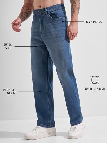 Image of Highlander Men's Straight Relaxed Fit Jeans | Stretchable | Everyday Comfort & Style| Jeans for Man|Premium Cotton Blend