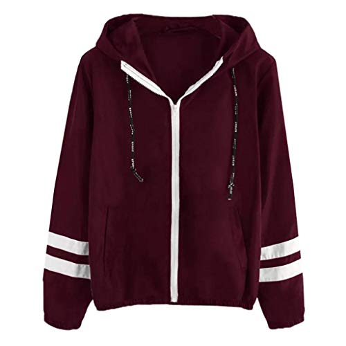 Preisvergleich Produktbild MRULIC Damen Kapuzenjacke Wintermantel Streetwear Regenjacken Kapuzenpullover Hoodies Damen Mädchen Langarm Patchwork Dünne Mit Reißverschluss Taschen Sport Mantel RI-025