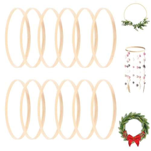 🎄 【 Miglior regalo 】 Cerchi legno è perfetto per realizzare acchiappasogni, ghirlande decorative per porte, fasce per capelli, appendini per piante e altri progetti artigianali per i tuoi amici o familiari. Fai un regalo unico e invia i tuoi auguri più sinceri e migliori.