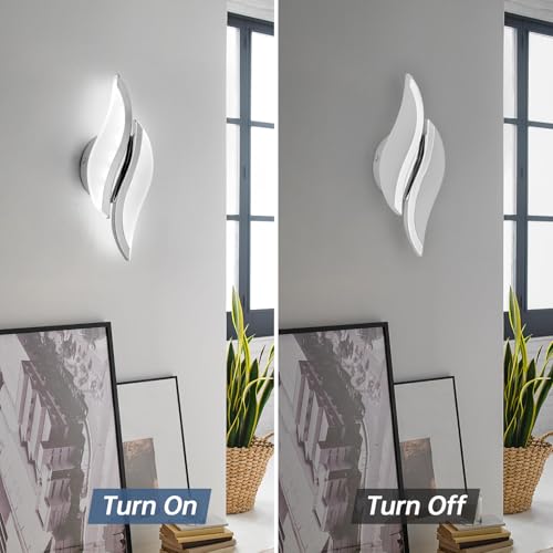 Image of CANEOE Modern LED Wall Sconce 6000K Chrome Indoor Wall Light Fixtures Acrylic Wall Sconce Lighting for Living Room Bedroom Bedside Bathroom Hallway Stairway Wall Lamp (Chrome, 1 Pack, 6000K)