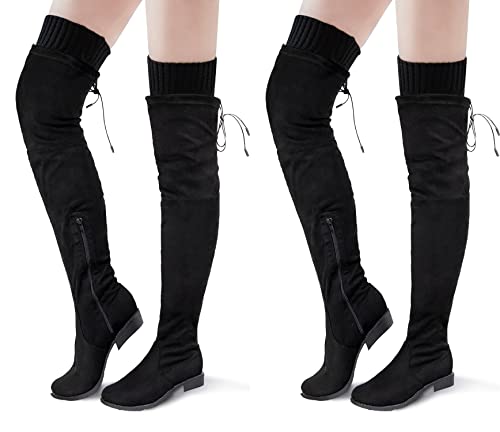 Image of Pcavin Thigh High Socks for Women Cable Knit Over the Knee Boot Socks, Warm Long Knit Leg Warmers for Winter Outfits