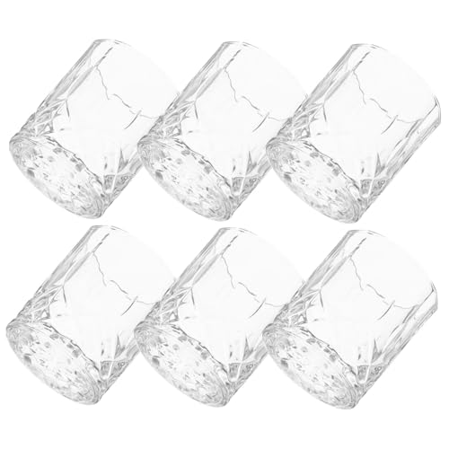 COLLBATH 6 Piezas Juego de vidrio de whisky color con vino moderno redondo Bebiendo fiesta Tazas de agua taza para beber vasos de agua copas de cocteles vasos retro para beber Transparente