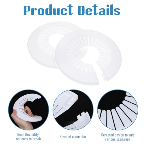 5Pcs Plumbing Cover Plates, Wall Split Flange, Escutcheon, Larger Trim Rings, Plastic Radiator Escutcheon, Water Pipe Drain Line Cover Collar, Flange Water Pipe Cover Decoration (2.36-3inch, White)