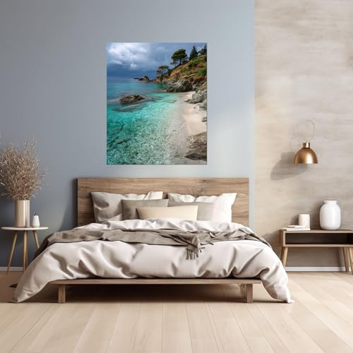 Décoration murale sur toile plage grand format contre murs vides - 4