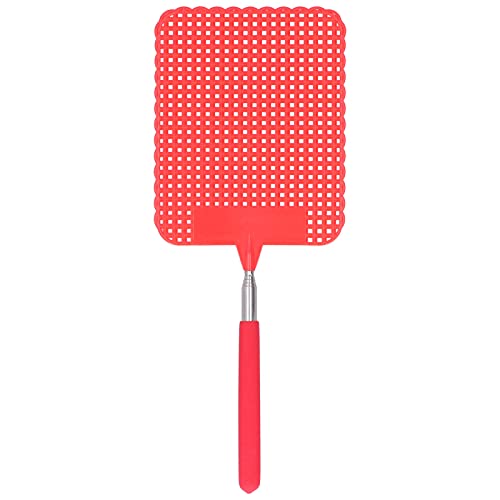Pilipane Fly Swatter,Durable Flexible Telescopic Bug and Fly Swatter,Fly Swatter Heavy Duty,Plastic Fly Swatter with Stainless Steel Rod,Flyswatter Swatter,for Indoor Outdoor Classroom Office(red)