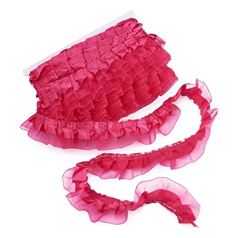 PandaHall Deep Pink Satin Organza Lace Trim Cover