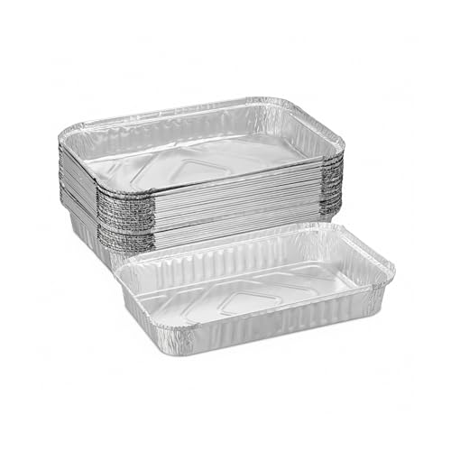 Relaxdays Aluschalen Grill, 25er Set, B x T: 31 x 21 cm, eckige Grillschalen, Tropfschalen indirektes Grillen, Silber