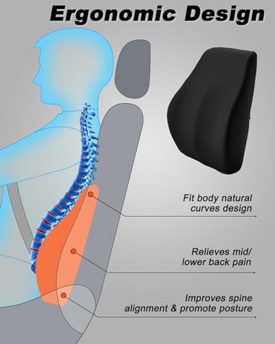 Lendenkissen Auto, Lordosenstütze Auto aus Memory Foam, Ergonomisches Lendenwirbelkissen Auto, RüCkenlehne um RüCkenstüTzkissen zu Lindern für Autositze, BüRostuhl, Rollstuhl