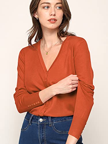 Image of MBJ WSK780 Womens Keep It Classic V Neck Cardigan XXL Rust