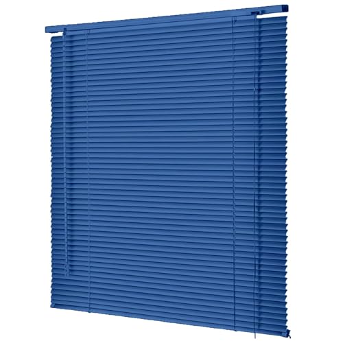 Aluminium Jalousien für Innen Fenster, Maßgefertigte 25mm Lamellen, Horizontale Verdunkelungsrollos für Türen & Fenster im Haus oder Büro 50/80/100/120/150/160/180cm(Blau)