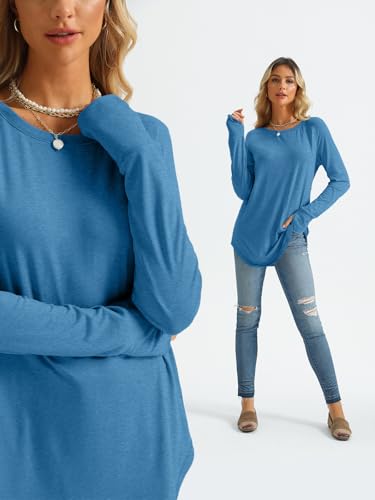 Image of AUTOMET Womens Long Sleeve Tunic Tops Crew Neck Casual Loose Fit Shirts