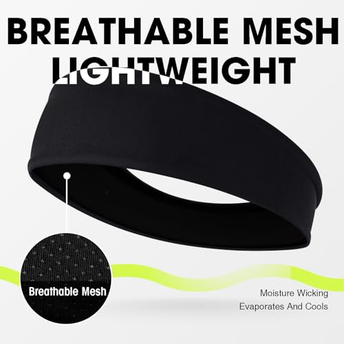 Image of Braylin 5-Pack Breathable Sport Headbands for Men, Sweat-Wicking, Elastic Stretch