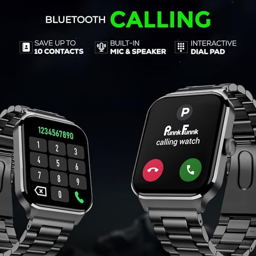 Image of PunnkFunnk NeoLux 1.96 inch HD Display Smartwatch for Men & Women 2025 with 110+ Sports Modes, Heart Rate, Sleep Monitor, IP68 Waterproof, Answer /Make Calls for Android & iOS(Metal Black)