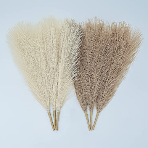 SIMPLECOOL Faux Pampas Grass Decor. 6 Stems 17” Short Artificial ...