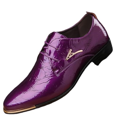 Mens Patent Leather Oxford Shoes Chunky Heels Rubber Sole Lace Up Cap Toe Dress Shoes Business Formal Prom Derby Shoes Casual Walking Shoes