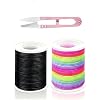 Elastic Bracelet String,2 Rolls Total 330 Feet 1mm,1.2mm Stretchy String Sturdy Elastic Beading Cord Kit with Scissors for Bracelets,Jewelry Making,Nacklace,Beading(Black+Colorful, 1MM)