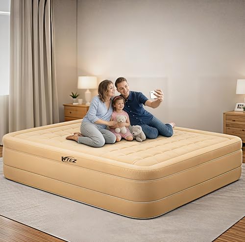 Image of Luxury Inflatable Air Mattress Double Bed with Built-in Pump | Thick Comfortable Sleeping Surface | Portable Bed for Home, Guests & Camping