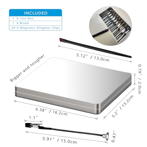 Image of Magnetic Helping Hands for Soldering with 20 Flexible Magnetic Clips - All-in-One Steel Box Station with Brush, Ideal as a Model Painting Stand, Soldering, PCB, and Crafts (Silver)