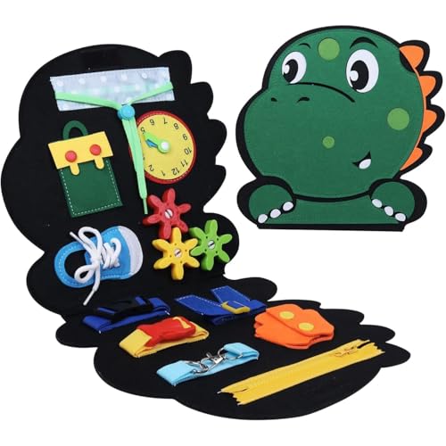 Image of FunBlast Busy Book for Toddlers Binder Board - Montessori Busy Board for Kids, Cartoon Design Learning Activity Toy for Toddlers, Educational & Early Learning Toys for Kids, Toddler (Dino)