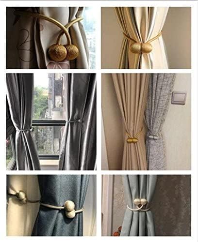 Miniatura 7 de Alzapaños magnéticos fuertes para cortinas, soportes decorativos para cortinas tejidas, hebillas y cuerdas para cortinas (dorado, 4 unidades)