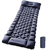 DEHUMI Single Sleeping Pad - Ultralight Inflatable Sleeping Mat with Built-in Foot Pump, Durable Compact Camping Air Mattress for Camping, Backpacking, Hiking