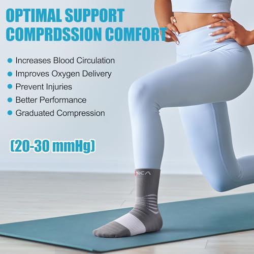 Image of NEENCA Professional Compression Socks for Women Men Circulation, 20-30 mmHg | Medical Ankle Socks, for Pain Relief, Plantar Fasciitis, Swelling, Neuropathy, Nurses, Travel, Pregnancy, Flight, Daily Wear