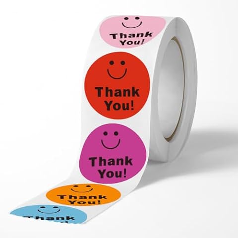 Thank You Stickers 1 Inch Stickers for Small Business Waterproof Stickers with Beautiful Design Decoration Stickers self-Adhesive Sticker Baking Stickers Cover