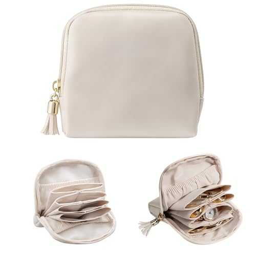 Estojo Porta-Joias de Viagem Feminino Premium – Couro PU Impermeável, Forro de Veludo Antirriscos, Compacto e Elegante | Ideal para Anéis, Colares, Pulseiras e Brincos