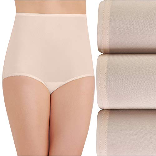 Vanity Fair womens Perfectly Yours Traditional Nylon Panties briefs underwear, 3 Pack - Fawn, 10 US