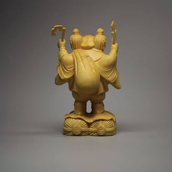 Amazon｜三面大黒尊天（小）柘植製 ＿三面大黒天 木彫り 仏像 七福神