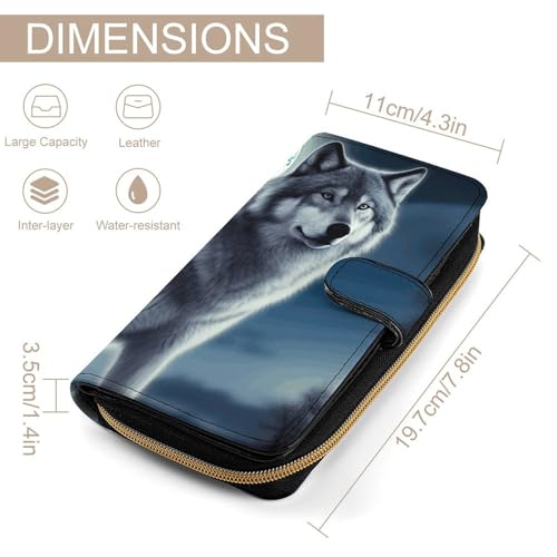 Wolf Under Moon Wallet Multifunctional Wallets for Men Compact Wallet Purse Passport Bag2