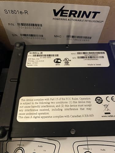 VERINT SYSTEMS S1801ER H.264 compact, high-resolution video dec