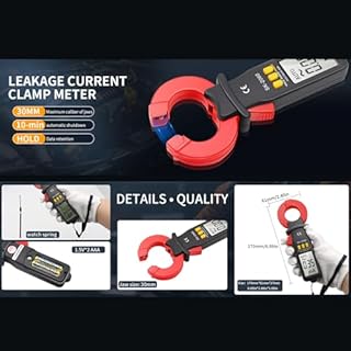 RASTKY Tester di Corrente di Dispersione Ad Alta Precisione 60A Range Auto Range Hold Amperometro Pinza Amperometrica per Strumento Professionale di Rilevamento Microcorrente (SK-2060 CA 0,05 mA-60 A)