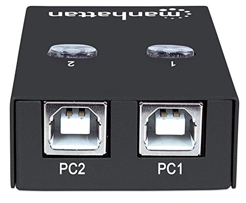 Manhattan 2-Port USB 2.0-Umschalter (Zum Teilen eines USB-Geraetes Umschalten per Tastaturkuerzel oder per Tastendruck am Geraet) 162005