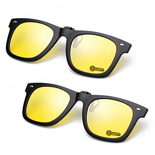Image of LUFF Polarized /Night Vision Clip on Sunglasses /Myopia Glasses for Driving Black-Yellow
