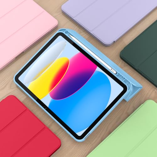 Image of ToaPoia Case for iPad (A16) 11 Inch 2025 /iPad 10th Generation 10.9 Inch 2022, Slim Trifold Stand Protective Cover with Pencil Holder and Soft TPU Back,Support Auto Sleep /Wake (Aure Blue)