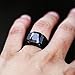 INRENG Stainless Steel Vintage Square Ruby Stone Ring for Men Women Signet Biker Band Black Red Size 9