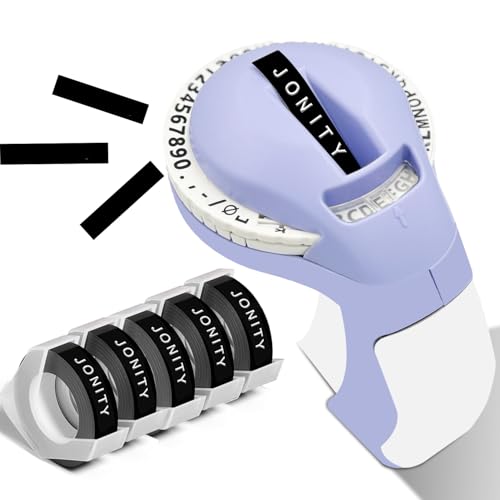 Étiqueteuse à embosser JONITY avec 5 rubans adhésifs noirs pour marquage relief de bureau