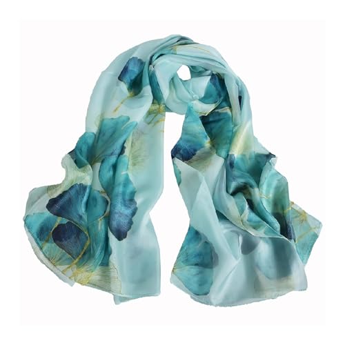 100% Mulberry Silk Women's Neck Silk Scarf-Lightweight Shawl,FLoral Print Oblong Beach Silk Wrap-Scarves for Photography