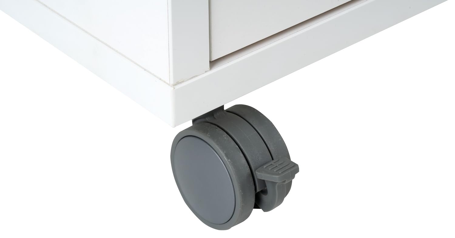 Container Rollcontainer Schubladenschrank | Weiß | 4 Schubladen | Abschließbar