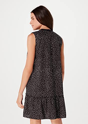 Vestido Curto Sem Manga Com Estampa Poá Preto XP