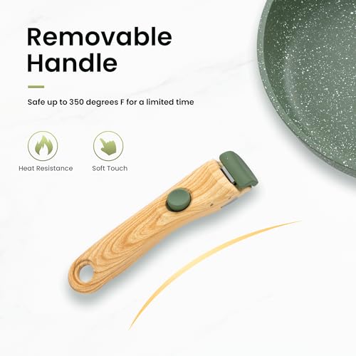 Kitchen Academy Removable Handle Pots and Pans Set - 10 Pieces Green Cookware Set with Removable Handle, RV Induction Cookware Set for Camp by Kitchen Academy - Image 5