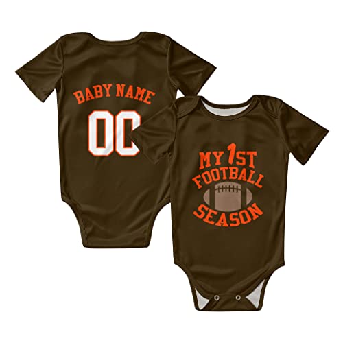 My First Football Season - Custom Baby Bodysuit for Boy Girl Baby Clothes Football Gifts Add Name & Number