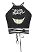 Womens Teens Girls Juniors Halterneck Sexy Vest Crop Top(Black Face)
